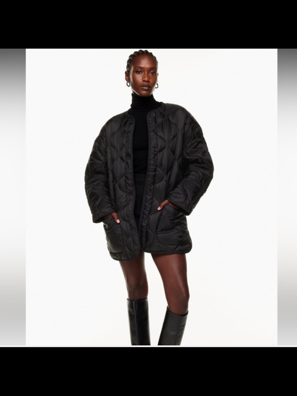 Babaton Black Evergreen Quilted Oversized Puffer Jacket Size 2XS